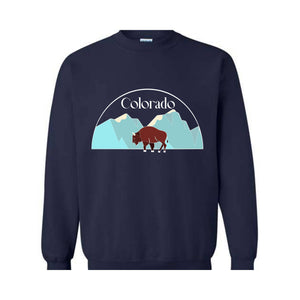 Colorado State Sweatshirt, Trendy State Sweatshirt, Colorado Mountain Sweatshirt, Mountain Sweatshirt, Buffalo Sweatshirt, Holiday Hoodie