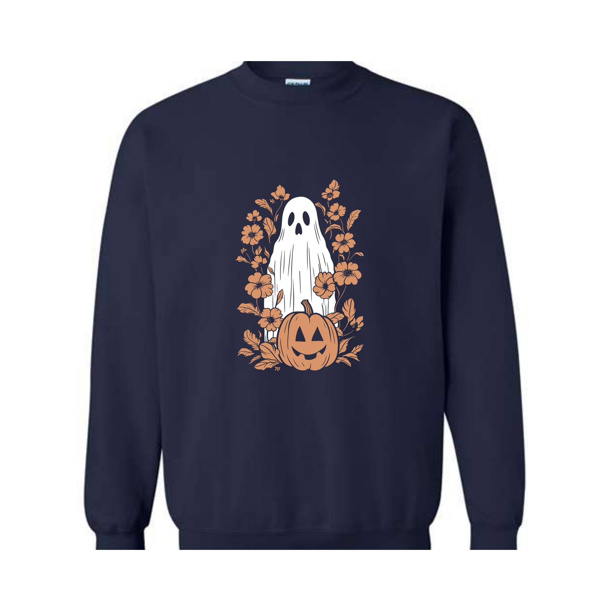 Floral Ghost Halloween Sweatshirt, Halloween Autumn Hoodie, Pumpkin Hoodie, Ghost Sweatshirt, Halloween Gifts