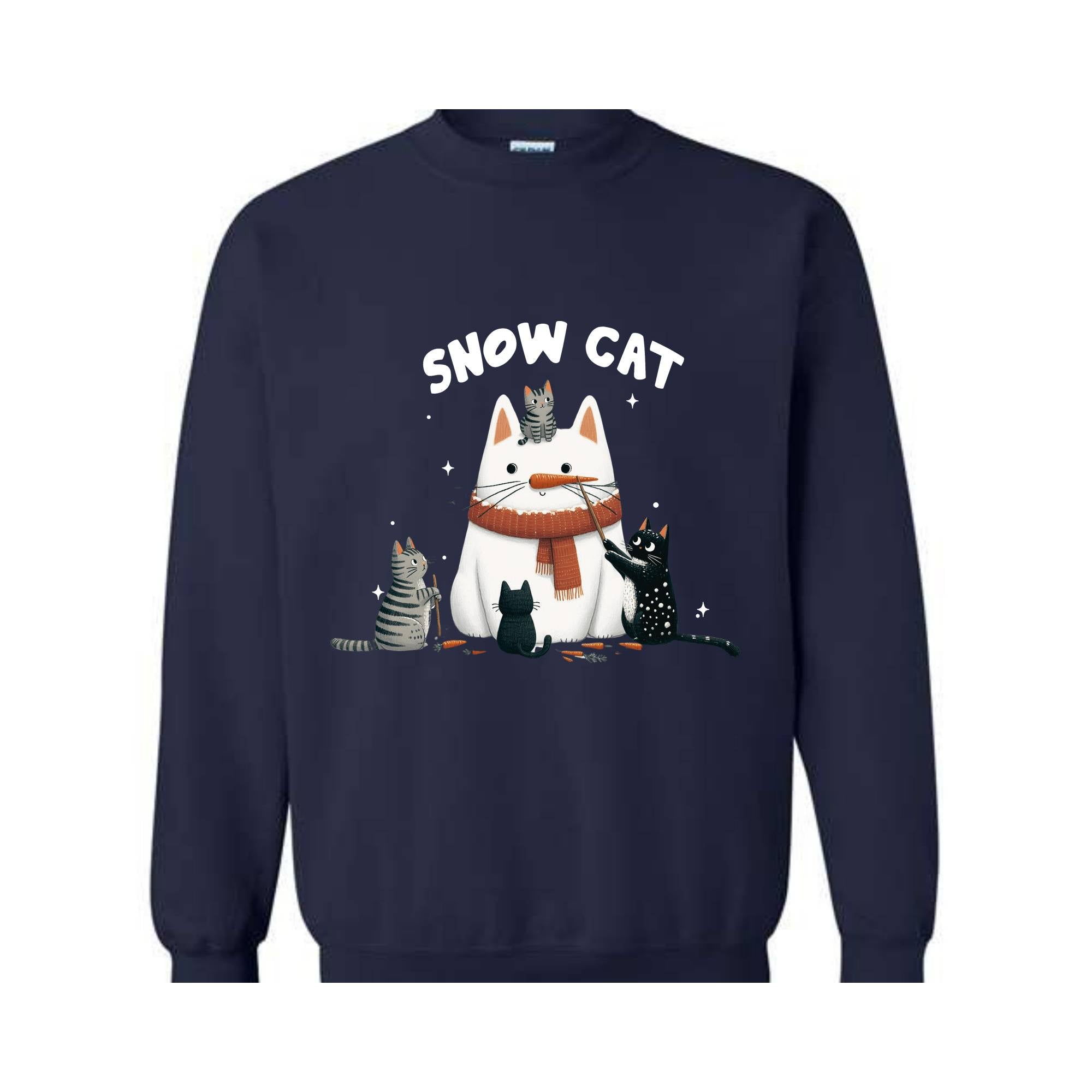 Snow Cat Sweatshirt, Meowy Christmas Sweater, Happy Cat Year Shirt, Cat Christmas Sweatshirt