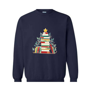 Book Christmas Tree Sweatshirt, Book Lover Gift, Christmas Tree T-Shirt, Book Lover Shirt, Christmas Bookworm, Bookish Christmas Gift, Liter