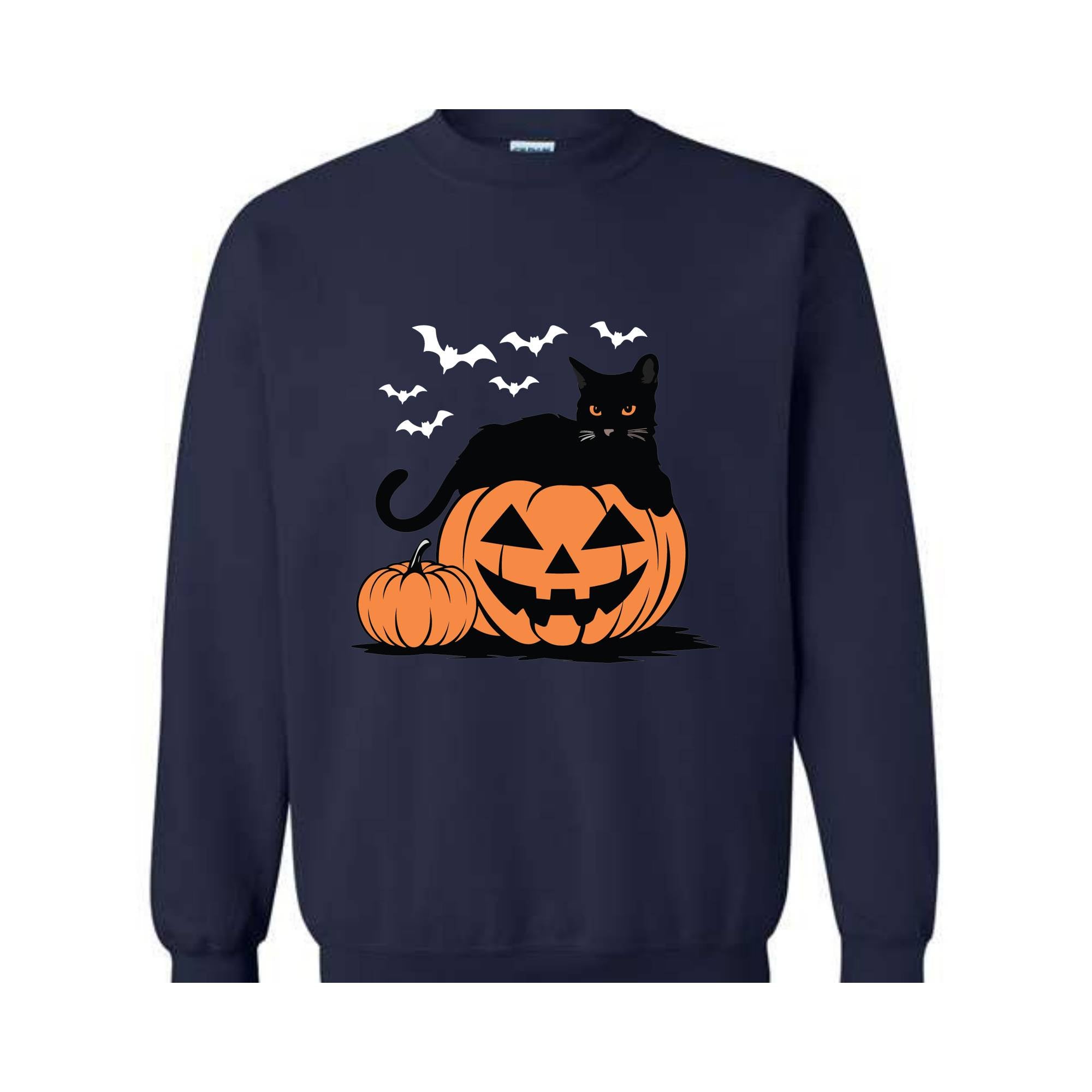 Pumpkin Sweatshirt, Black Cat Halloween Sweatshirt, Retro Halloween Hoodie, Halloween Sweatshirt, Vintage Black Cat Sweatshirt