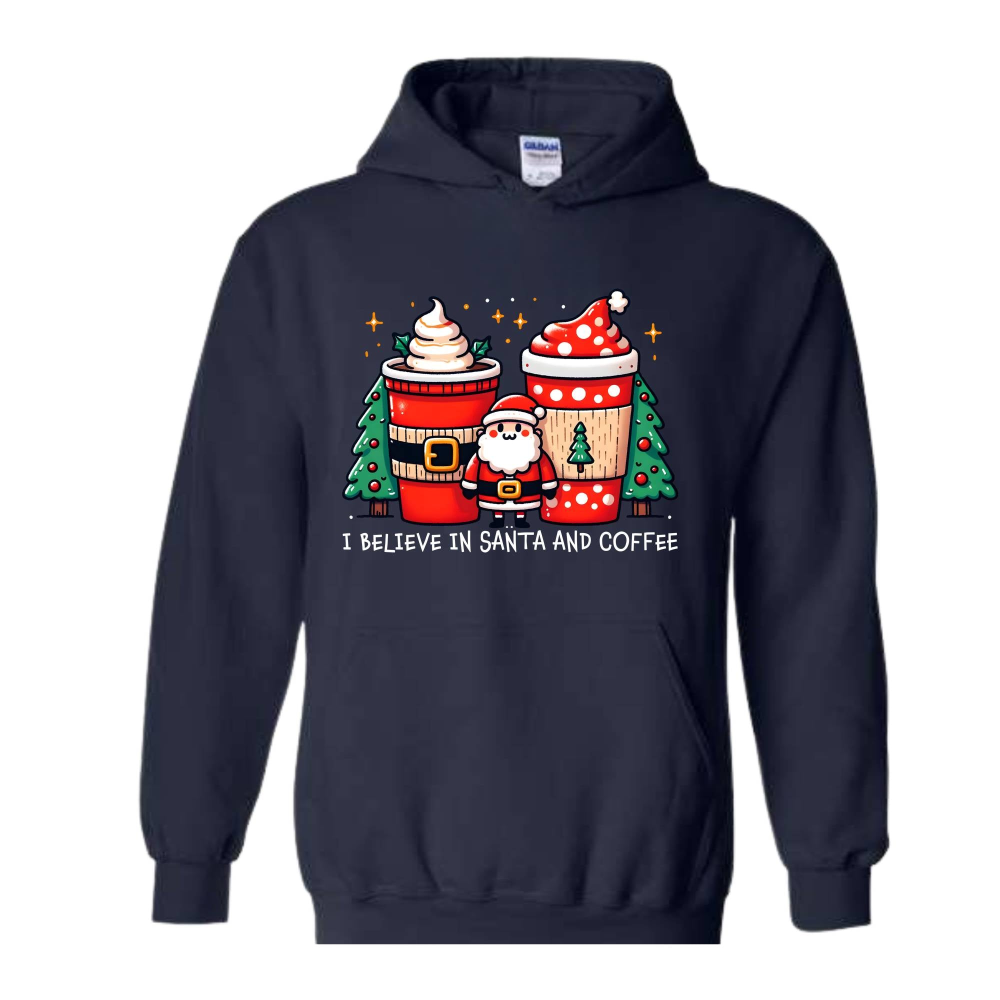 I Believe In Santa And Coffee Sweatshirt, Christmas Sweatshirt, Christmas Gifts, Christmas Party, Santa Claus Sweatshirt