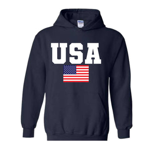 USA Hoodie, Patriotic Hoodie, America Sweatshirt, Flag Sweatshirt, American Retro Sweatshirt, USA Gift, American Flag Gift