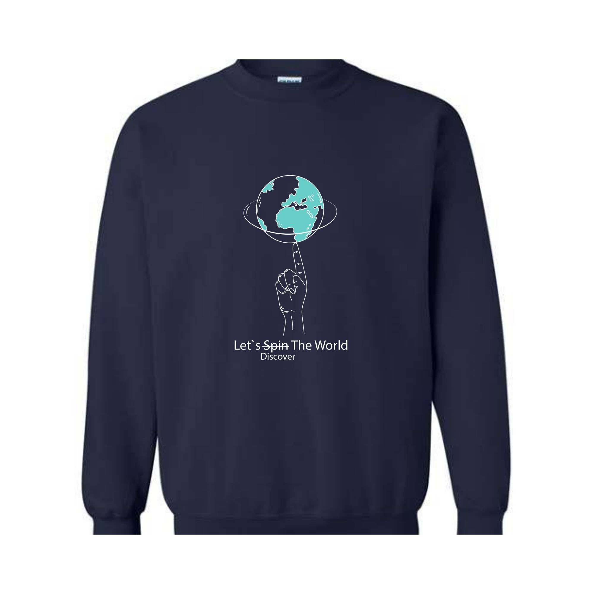 Let`s Discover the World Sweatshirt, Earth Sweatshirt, Funny Earth Sweatshirt, The World Sweatshirt, Earth Back Sweatshirt, Hand with Earth