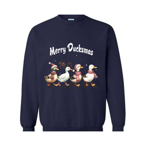 Merry Ducksmas Sweatshirt, Funny Animals Christmas Sweatshirt, Christmas Gift For Duck Lovers, Merry Ducksmas Sweatshirt For Women