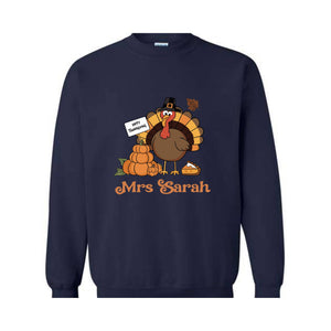 Custom Name Fall Teacher Shirt, I Teach The Cutest Turkeys Shirt, Thankful Teacher Shirt, Turkey Teacher Shirt, Thanksgiving Teacher Shirt