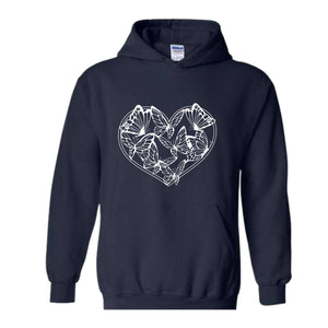 Boho Butterflies Heart Sweatshirt, Butterflies Sweatshirt, Heart Sweatshirt, Butterfly Lover Gift, Butterfly Hoodie, Boho Sweatshirt