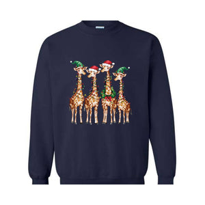 Christmas Giraffe Sweatshirt, Giraffe Christmas Shirt, Xmas Holiday Sweater, Christmas Gift, Animal Lover Christmas Hoodie