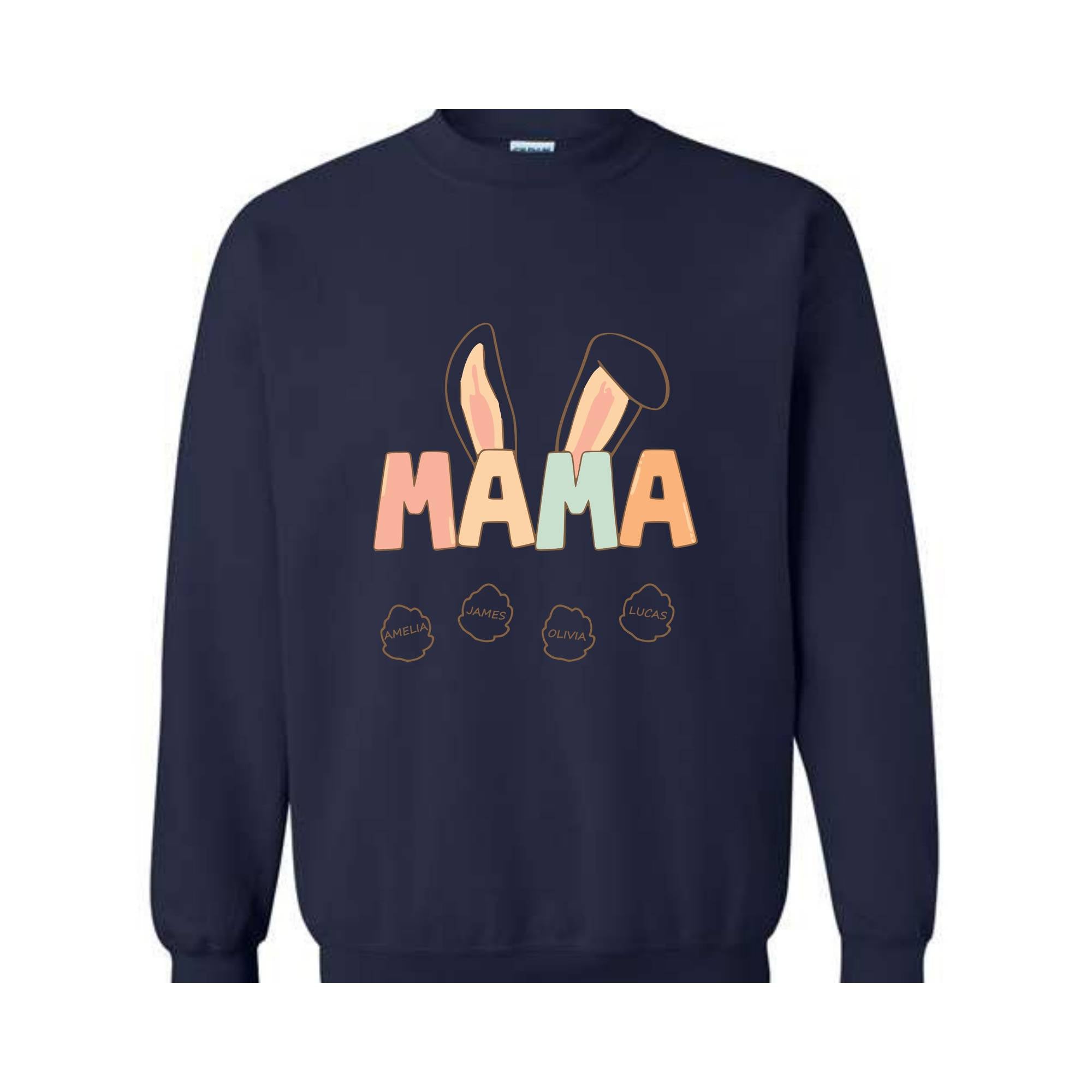 Custom Mama Easter Sweatshirt, Mama Sweatshirt With Kids Names, Happy Easter Sweater, Personalized Easter Day Sweater