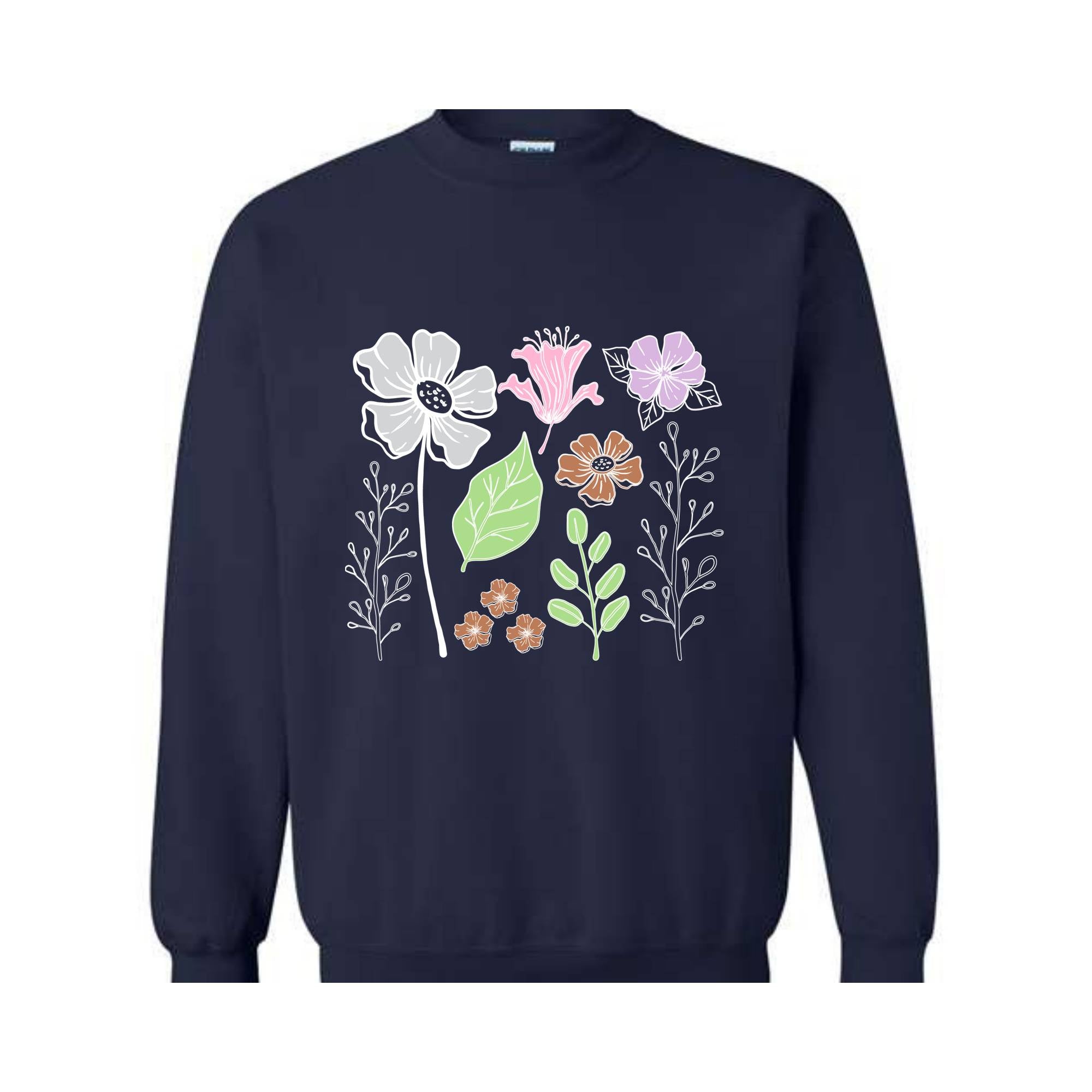 Boho Flower Sweatshirt Flowers Lovers Sweater Women Floral Minimalist Sweater Flower Print Sweatshirt Woman Gift Flower Sweatshirt