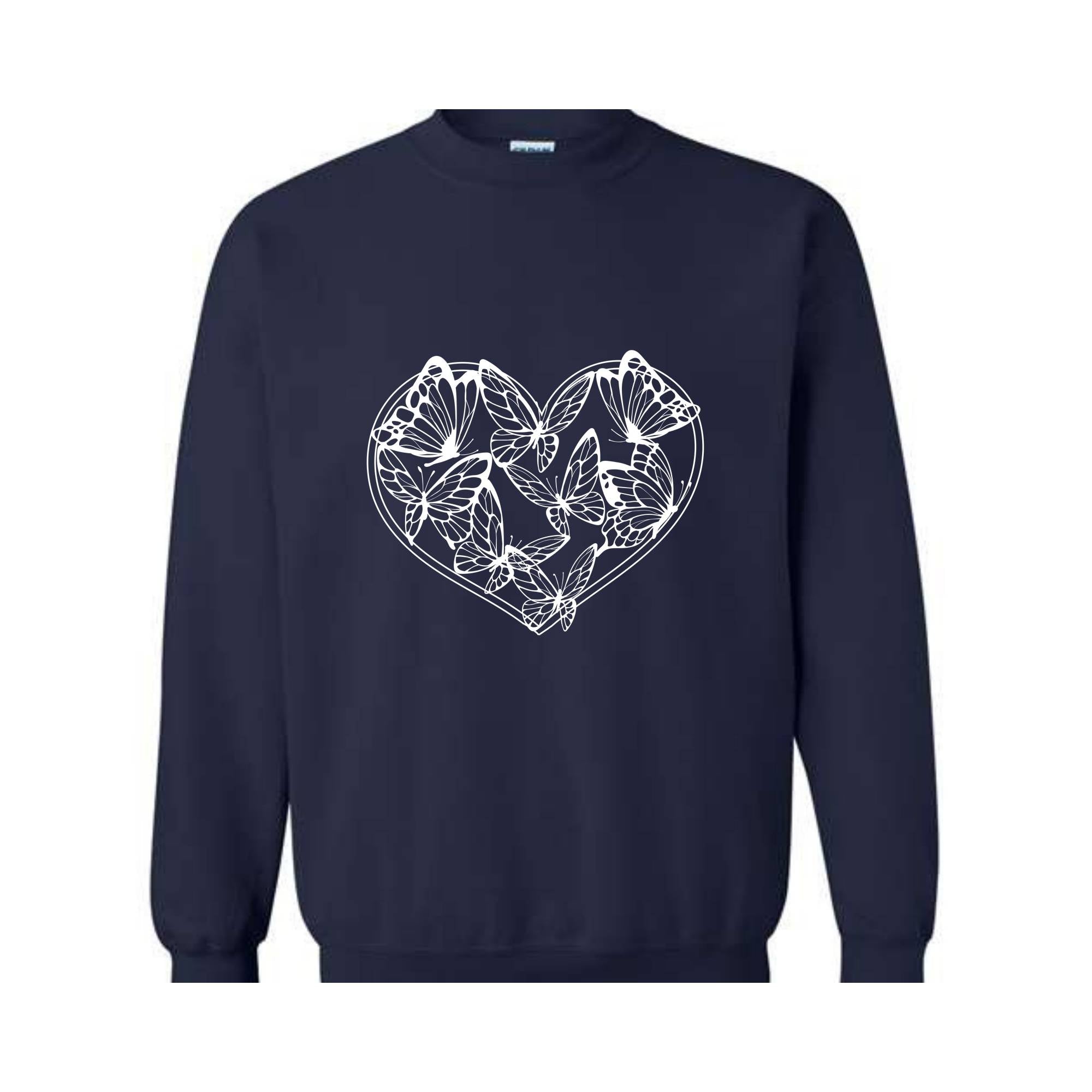 Boho Butterflies Heart Sweatshirt, Butterflies Sweatshirt, Heart Sweatshirt, Butterfly Lover Gift,Boho Sweatshirt