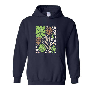 Boho Flowers Sweatshirt, Women Floral Minimalist Sweatshirt, Floral Sweatshirt, Boho Wildflowers Sweatshirt, Boho Floral Hoodie