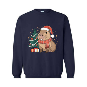 Capybara Christmas Sweatshirt, Gift for Capybara, Capybara Lover Hoodie, Funny Capybara Hoodie, Christmas Jumper Hoodie