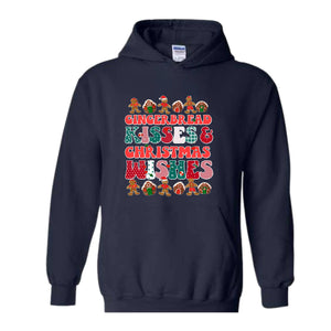 Gingerbread Kisses & Christmas Wishes Hoodie, Christmas Crewneck, Gingerbread Hoodie, Cute Christmas Hoodie, Christmas Gift