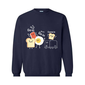 Funny Sweater, Go in Sweater, Funny Toast with Toaster, Trendy Sweater, Toast with Egg Sweater, Sarcastic Sweater