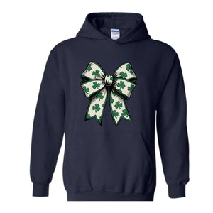 St Patrick's Day Bow Sweatshirt, St Patrick's Day Hoodie, Lucky Shamrock Hoodie, St Patrick's Gift, St Patty's Hoodie, Irish Bow Hoodie