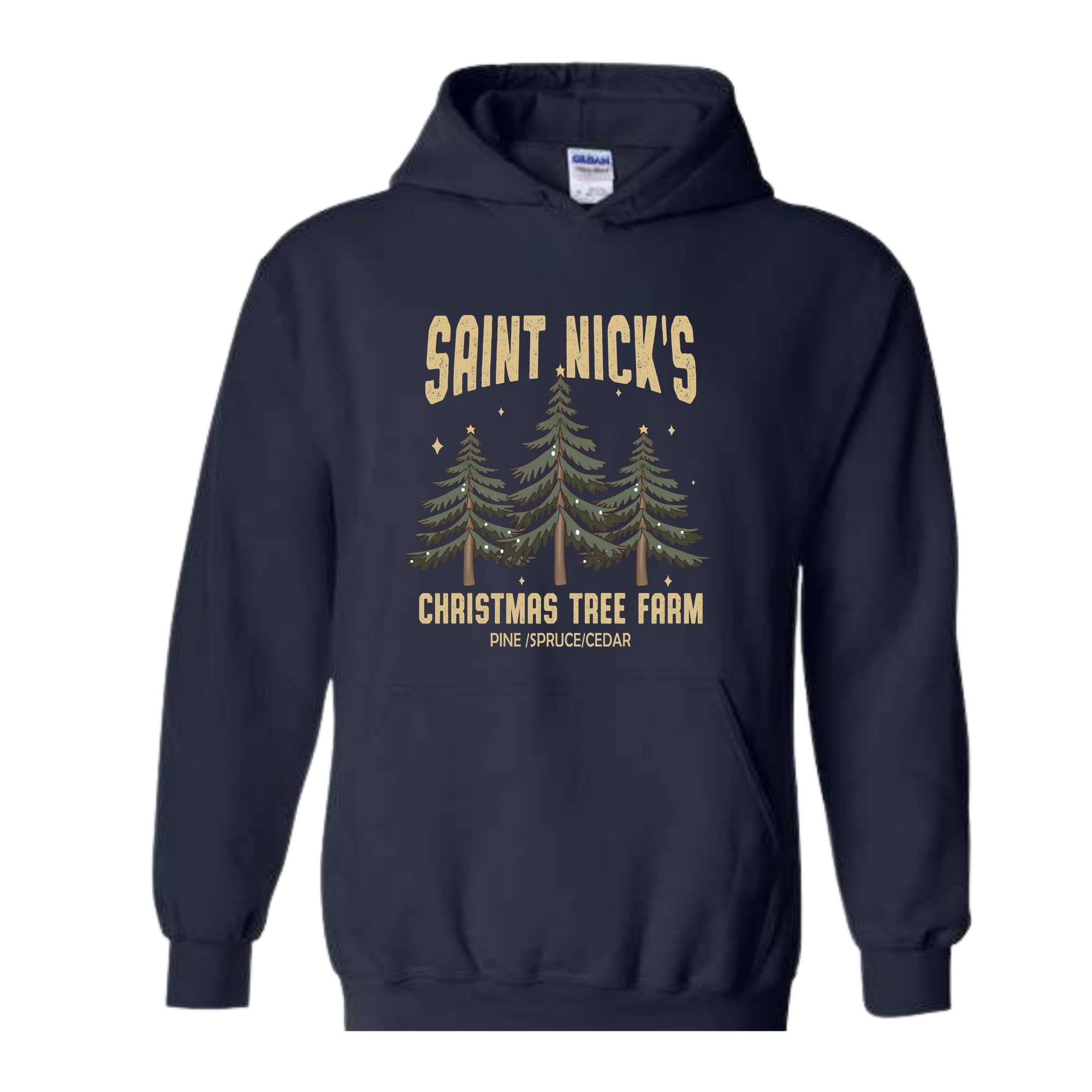 Saint Nick's Christmas Tree Farm Pine Spruce Cedar Hoodie, Christmas Hoodie, Christmas Gifts, Christmas Tree Sweater