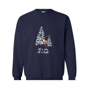 All Is Calm All Is Bright Sweatshirt, Family Christmas Sweater, Christmas Sweatshirts for Women, Merry Christmas Sweatshirt