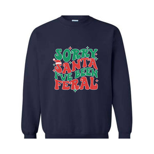 Sorry Santa I've Been Feral Sweatshirt, Funny Christmas Sweatshirt, Christmas Vibes Sweater, Cute Christmas Sweatshirt