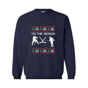 Tis the Season Christmas Hockey Shirt, Funny Ugly Sweater, Christmas Shirt, Holiday Hockey Player Shirt, Hockey Fans Shirt, Winter Shirt