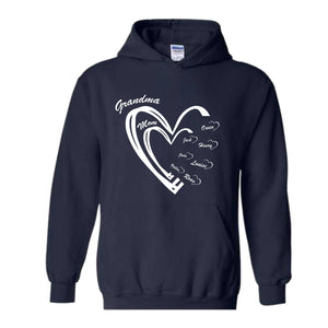 Custom Grandma Heart Sweatshirt, First Time Grandma Sweatshirt, kids Names Hoodie, Godmerch Sweatshirt, Mother's Day Hoodie