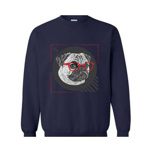 English Bulldog Sweatshirt, Hipster Bulldog Dog Hoodie, Glasses Nerdy Dog Sweatshirts, Dog Sweater, Bulldog Mom Gift