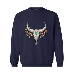 Western Christmas Sweatshirt, Bull Skull , Cowboy Christmas Sweater, Cowgirl Sweatshirt, Christmas Gifts