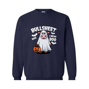 BullSheet Moo I mean Boo Sweatshirt, Halloween Ghost Cow Shirt, Happy Halloween Hoodie, Halloween Ghost Hoodie, Halloween Boo Shirt