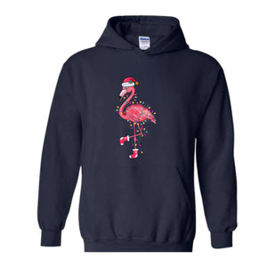 Chrismas Flamingo Sweatshirt, Cute Flamingo Sweater, Animal Christmas Sweatshirt, Santa Beach Sweatshirt, Tropical Christmas