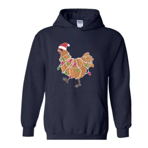 Chicken Christmas Lights Sweatshirt, Animal Christmas Sweatshirt, Farm Christmas Sweatshirt, Funny Chicken Lover, Women Chicken Hoodie