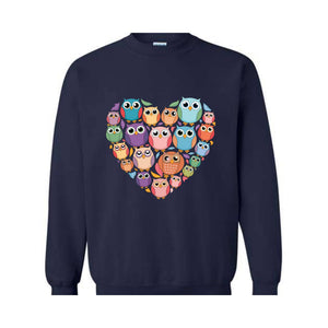 Owl Heart Sweatshirt,  Bird Nerd , Birdwatching , Birding Lover Tee, Ornithologist