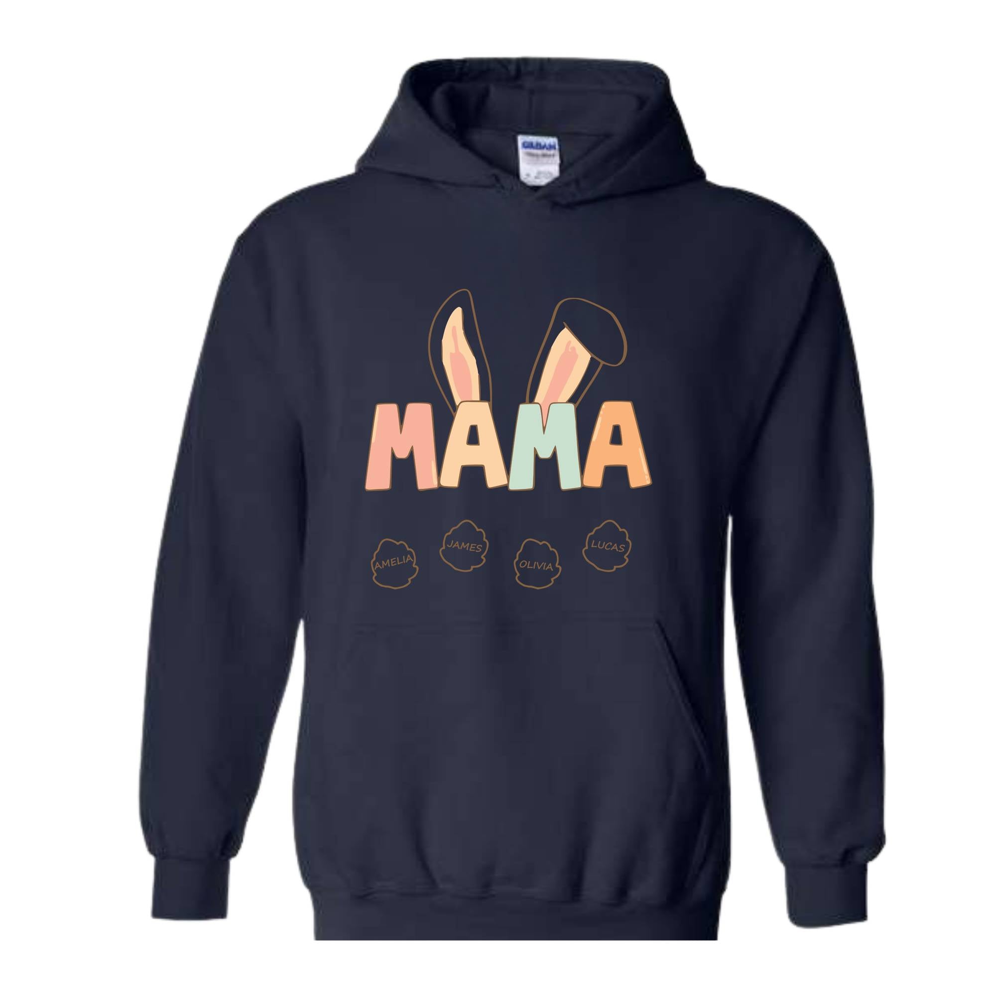 Custom Mama Easter Hoodie, Mama Hoodie With Kids Names, Happy Easter Hoodie, Personalized Easter Day Hoodie