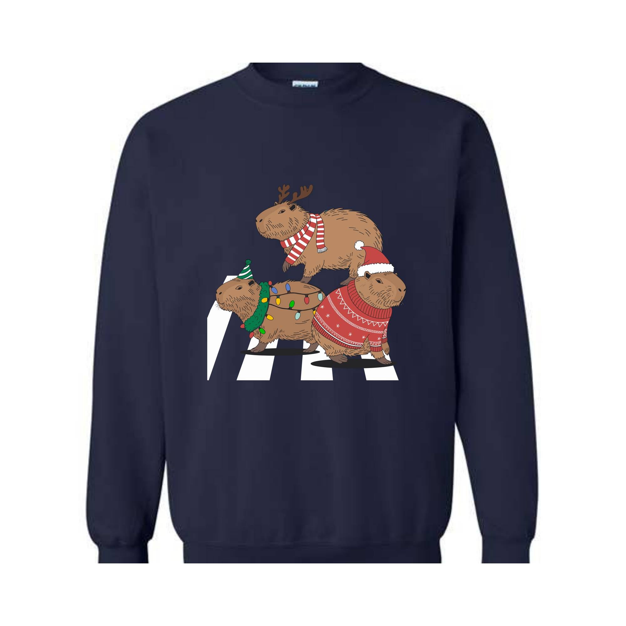 Capybara Sweatshirt, Funny Capybara Christmas Sweatshirt, Capybara Holiday Shirts, Capybara Santa Hoodie, Christmas Lights Hoodie