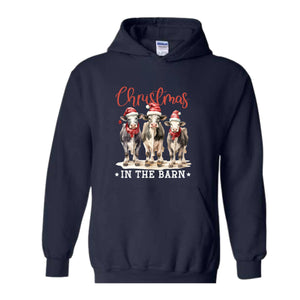 Christmas In The Barn Sweatshirt, Christmas Sweatshirt, Christmas Cow Sweatshirt, Christmas Gifts, Christmas Sweater