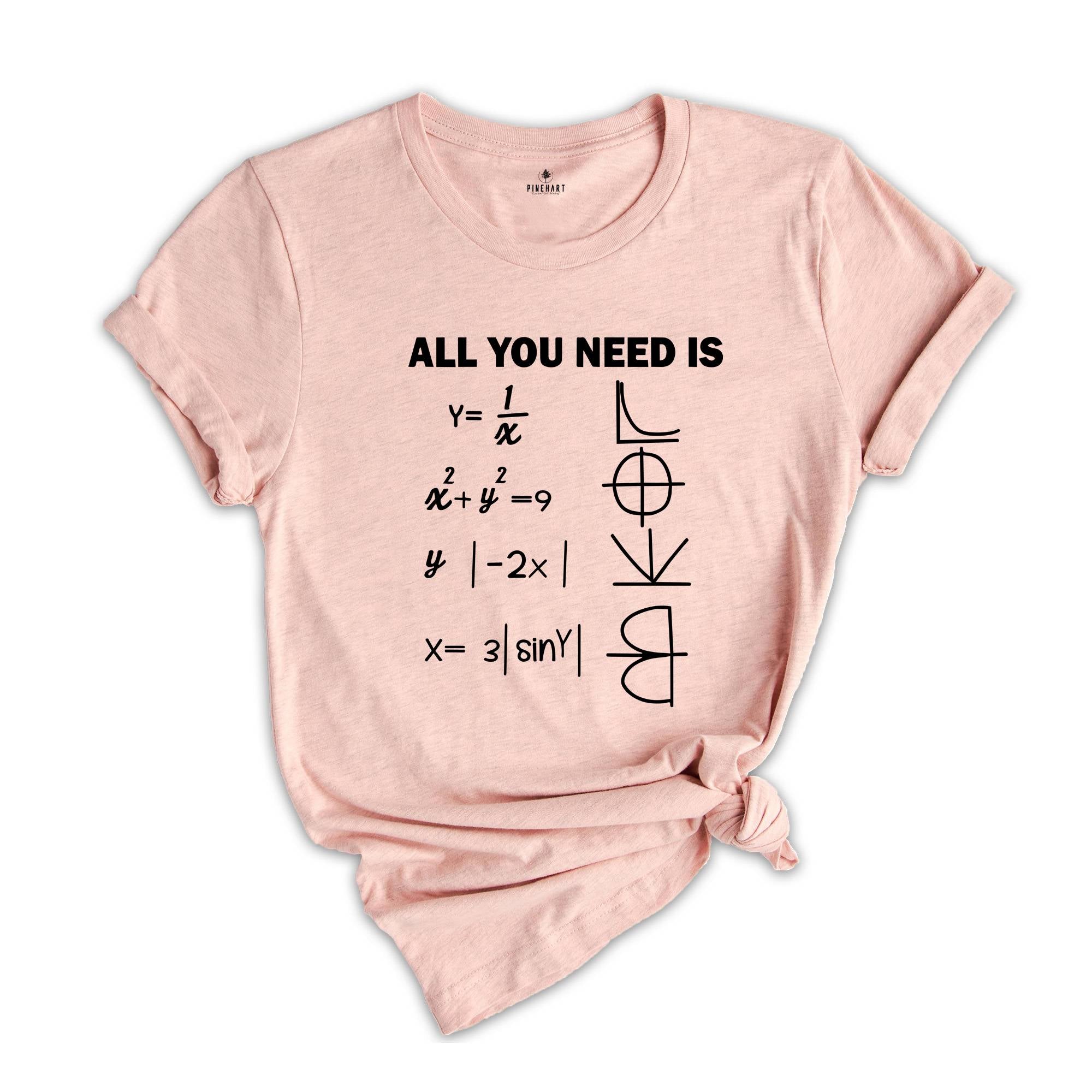 All I Need is Love Shirt, Cute Math Shirt, Valentines Day Shirt, Math Coordinate Plate Tee, Love Is All You Need