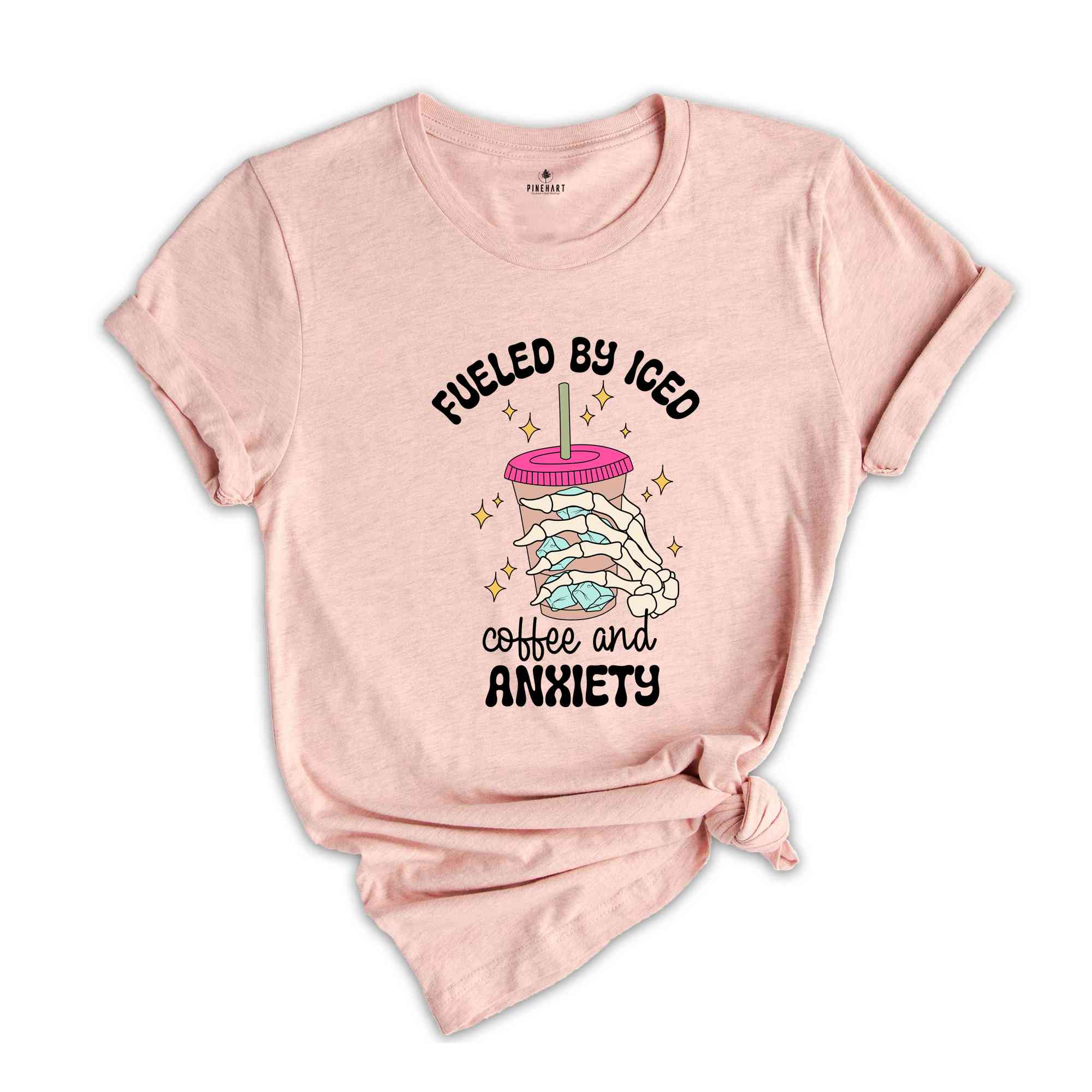 Fueled By Iced Coffee And Anxiety Shirt, Mental Health Shirt, Social Anxiety Shirt, Retro Anxiety Shirt, Inspirational Shirt