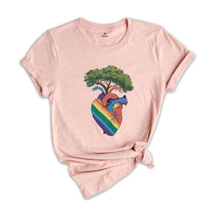 Progress Pride Shirt, Rainbow Pride Flag Gift, LGBT Shirt, Pride Month Festival Shirt, Inclusive Flag Shirt, Heart Tree of Life Shirt