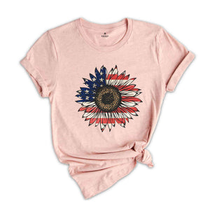 American Sunflower Shirt, 4th Of July Shirt, USA Shirt, Patriotic Shirt, Independence Day Shirt, Red White And Blue, Fourth Of July