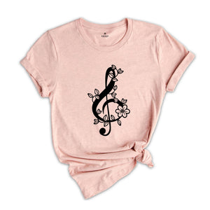 Floral Music Notes T-shirt, Music Teacher Shirt, Musician Gifts, Piano Tee, Music Notes Apparel, Funny Pianist Gift