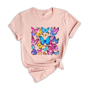 Rainbow Butterfly T-shirt, Cute Butterfly Gift, watercolor Butterflies Shirt, Cute Gift for Women, Summer Shirt, Cute Butterfly Shirt