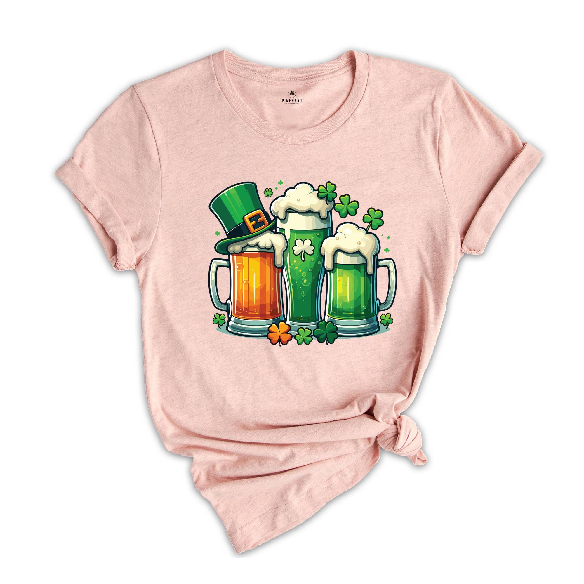 Irish Beer St. Patrick's Day Shirt, Paddy's Day Drinking Shirt, Shamrock Shirt, Ireland Flag Shirt, Beer Lover Shirt, Shamrock Beer Shirt