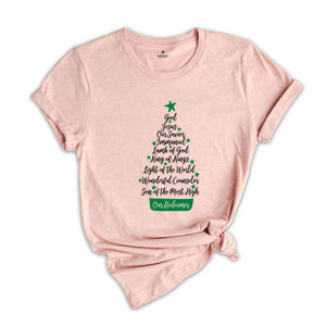 Names of Jesus Christmas Tree Shirt, Christmas Jesus Shirt, Names of God Shirt, Christian Christmas Shirt, Christmas Family Tee