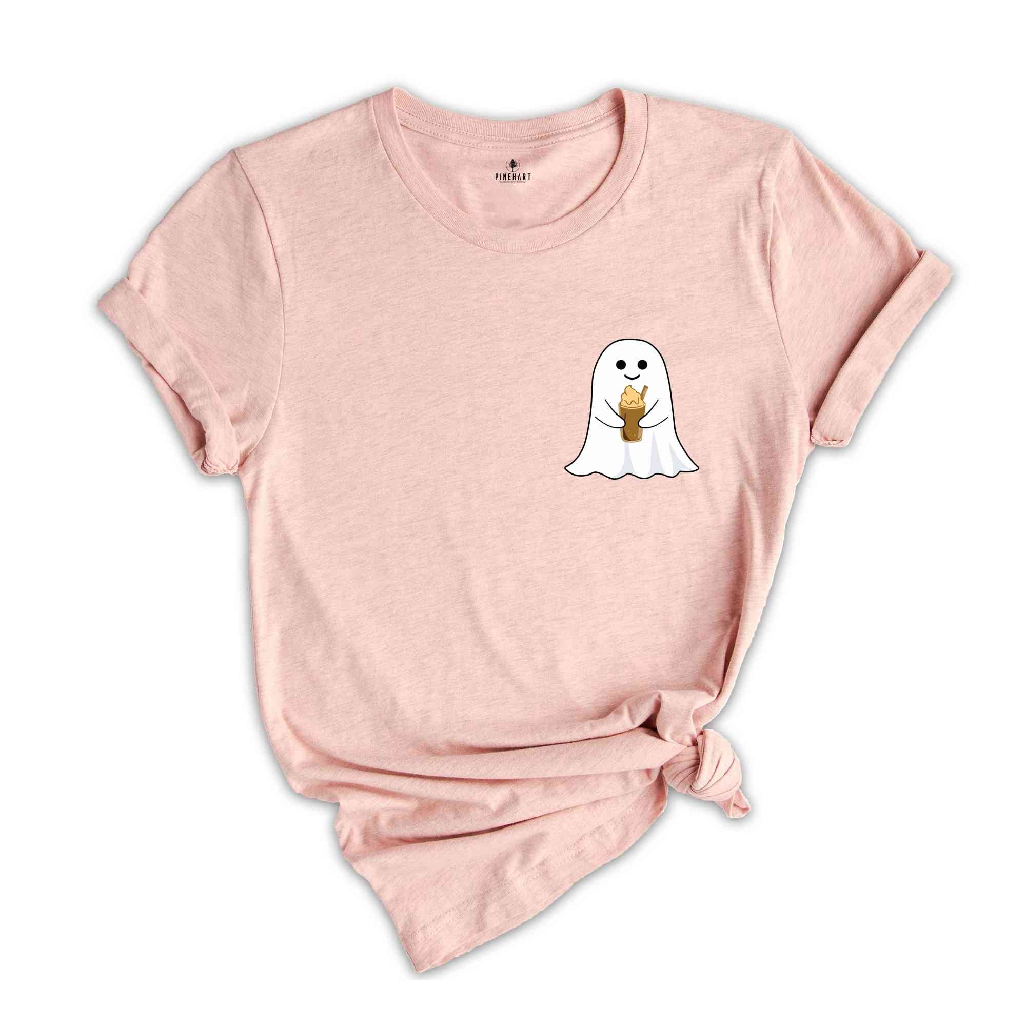 Halloween Pocket Ghost Shirt, Little Ghost Coffee Shirt, Ghost Pocket Shirt, Spooky Season Shirt, Halloween Shirt, Cute Ghost Shirt