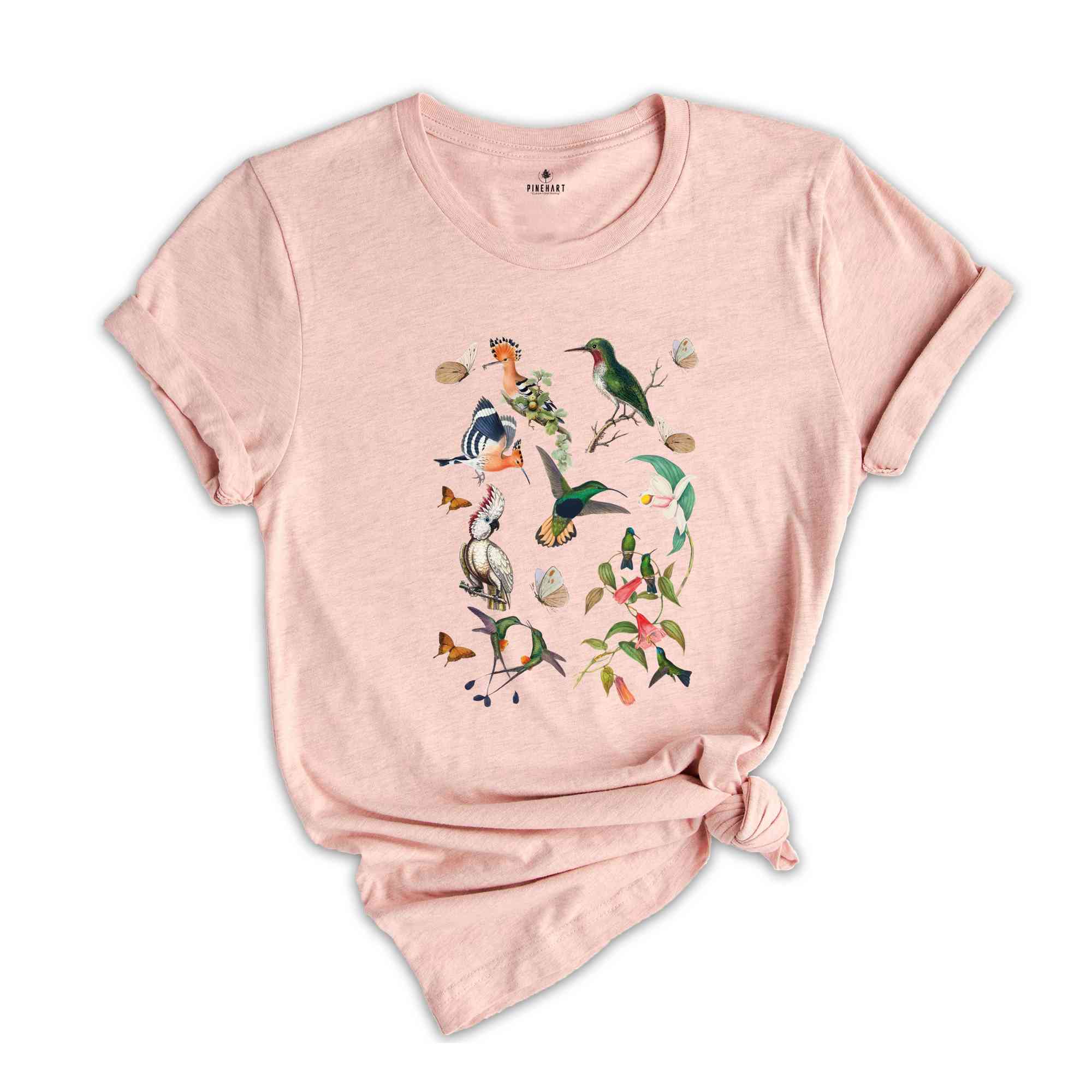 Vintage Birds Shirt, Butterflies Shirt, Nature Inspired Tee, Nature Lover Shirt, Nature Lover Gift, Vintage Style Shirt