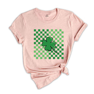 St Patricks Day Shirt, Clover Shirt, Retro Checkered St Patrick Shirt, St Patricks Clover Shirt, Shamrock Shirt, Gift For St Patricks