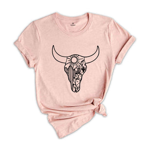 Cow Skull Desert Shirt , Western Shirt, Cowhide Shirt, Country Shirt, Cow Shirt, Cowgirl Shirt, Mom Shirts, Western Boho Shirt