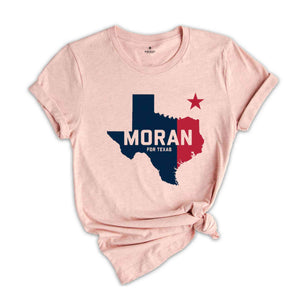 Nathaniel Moran for Texas 2024 Congressional Elections Campaign T-Shirt, Nathaniel Moran for Congress 2024 November Elections Tee