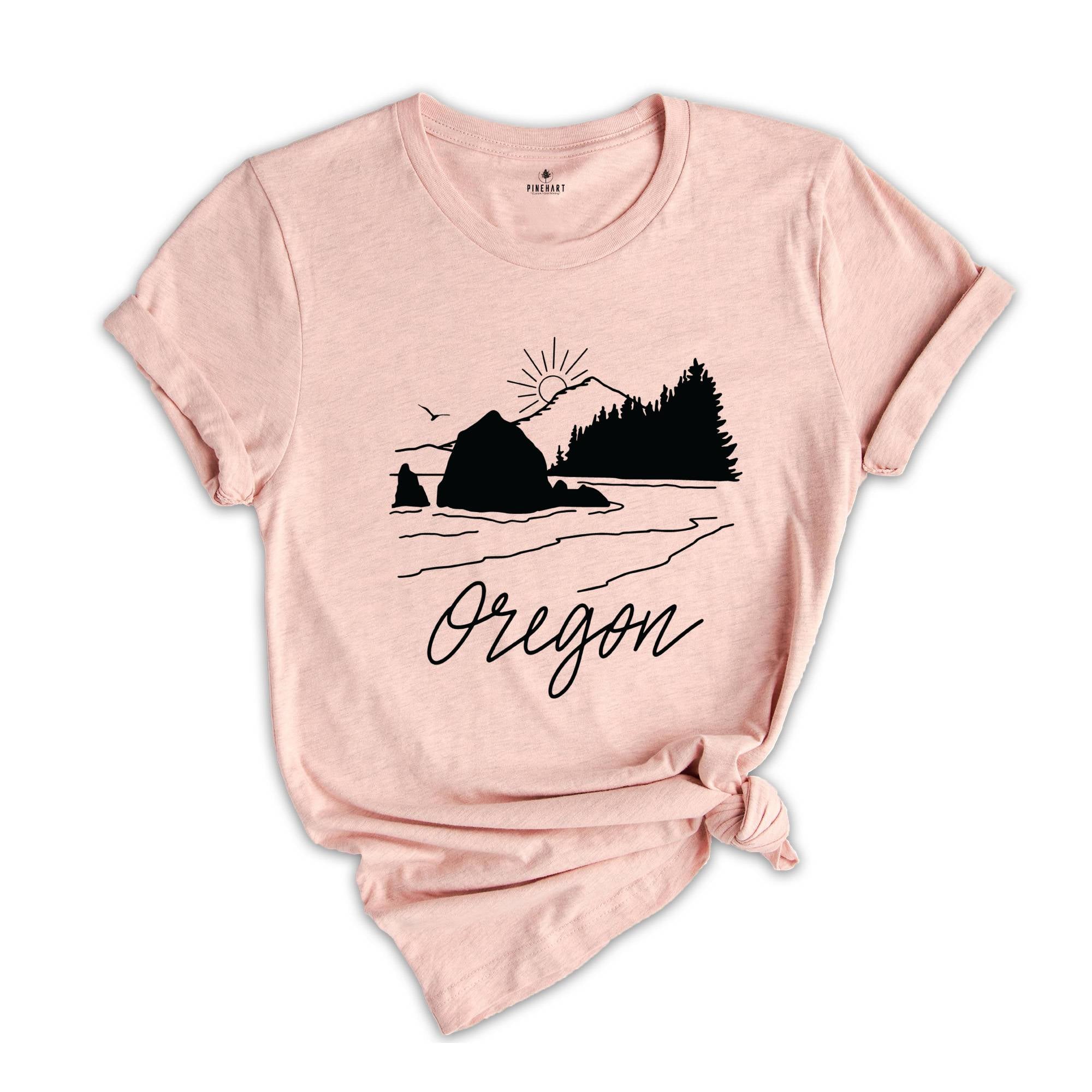 Oregon Mountain Sunset Shirt, Oregon State Shirt, Sun and Trees, Oregon State Shirt, Portland Oregon Shirt, Travel Shirt, Oregon Gift Shirts