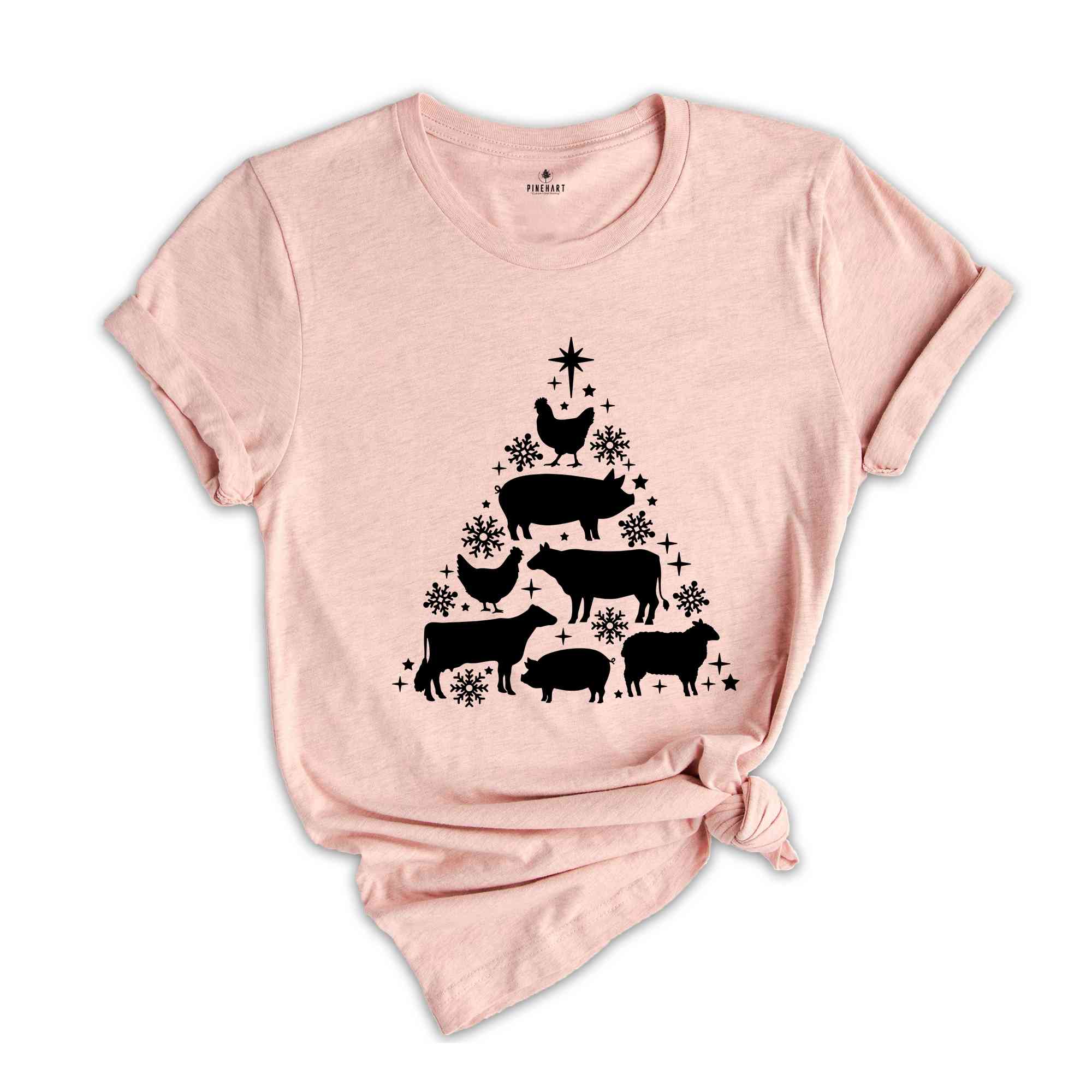 Farm Animals Christmas Shirt, Christmas Animals Tree, Christmas Cow T-shirt, Christmas Farmer Cow, Animal Lover Shirt