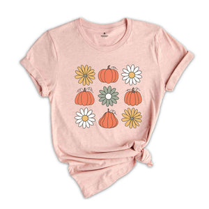 Pumpkins Flowers Halloween Shirt, Vintage Floral Pumpkins Shirt, Retro Pumpkin Shirt, Fall Shirt, Halloween Shirt, Retro Halloween Shirt